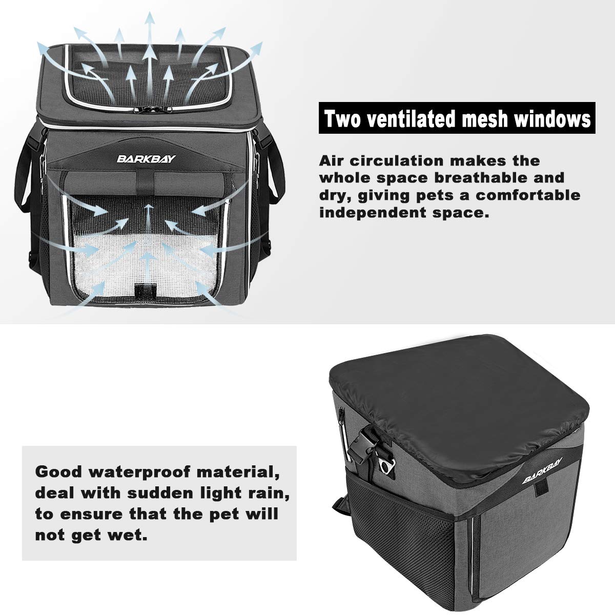 Foldable Soft-Sided Dog Bike Basket Carrier with 2 Open Doors A9630