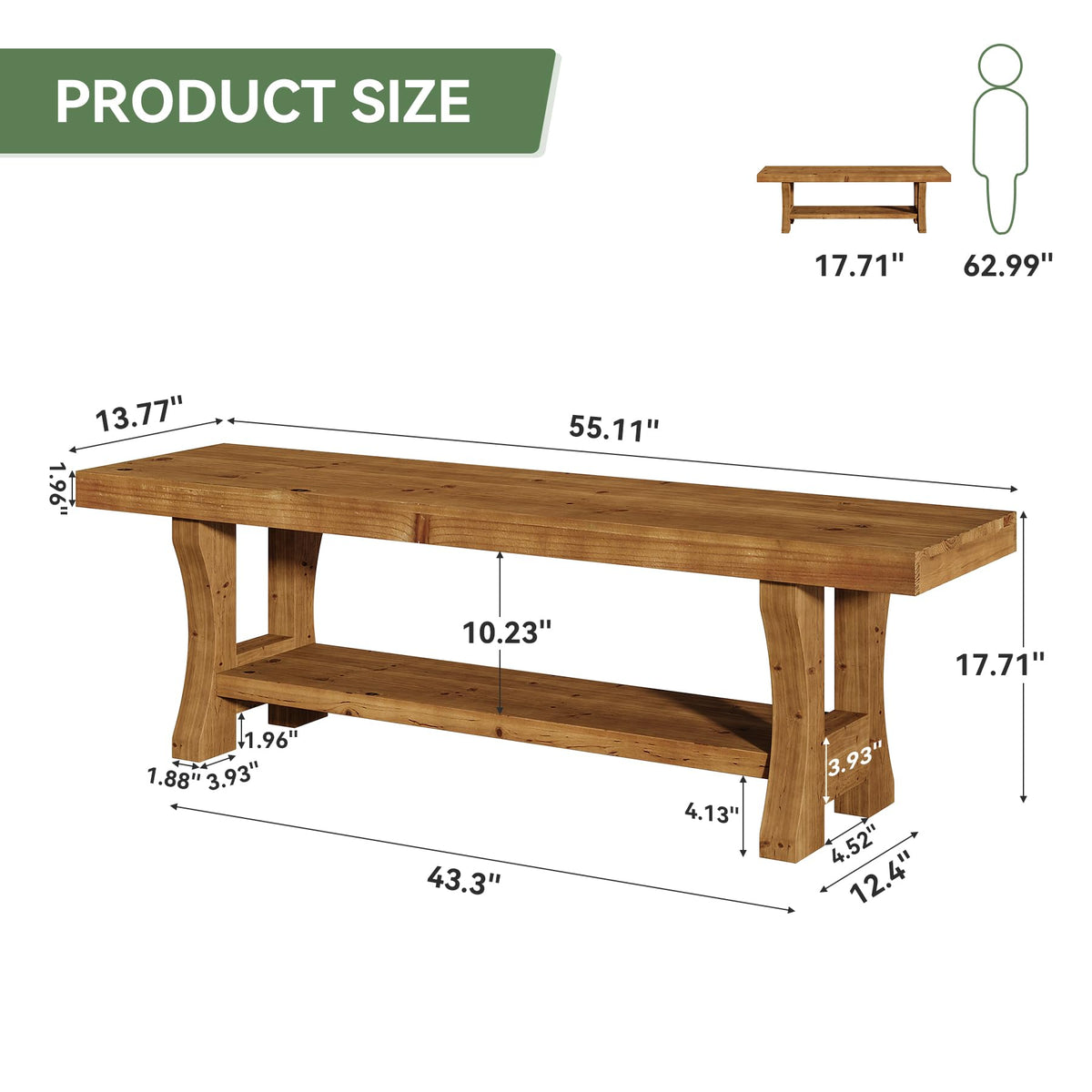 Brown Solid Wood Entryway Bench M553401