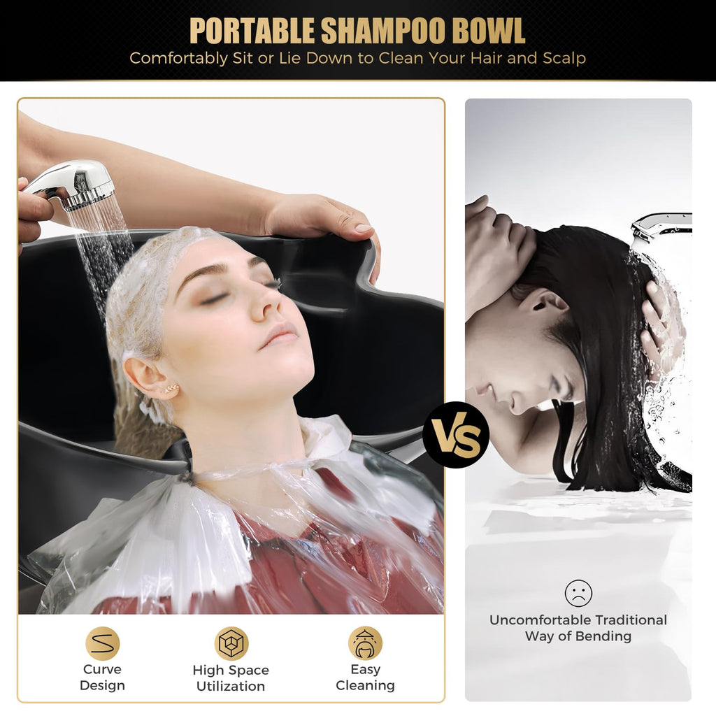 Portable Shampoo Basin with 2 Buckets, Height Adjustable J991
