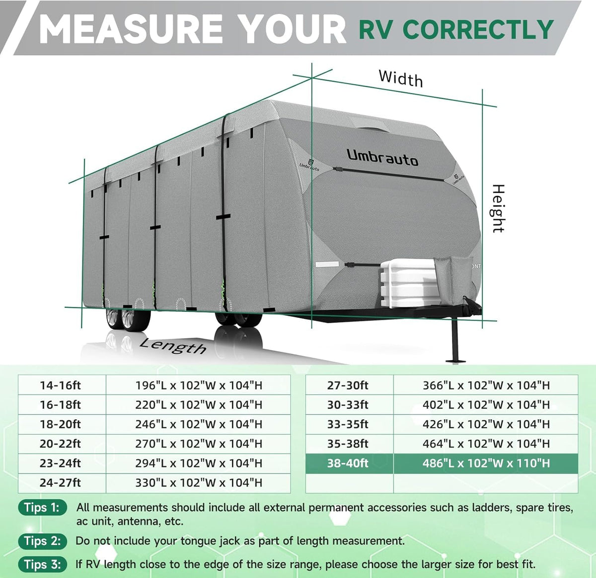 Lightweight Waterproof RV Cover Fits 24-27ft Travel Trailer P936046