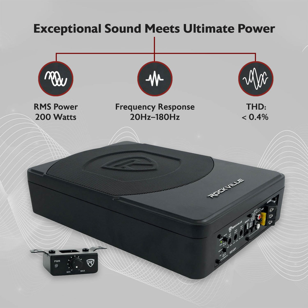 10" Slim Under-Seat Powered Car Subwoofer W9034