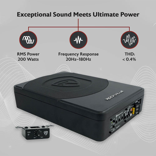 10" Slim Under-Seat Powered Car Subwoofer W9034