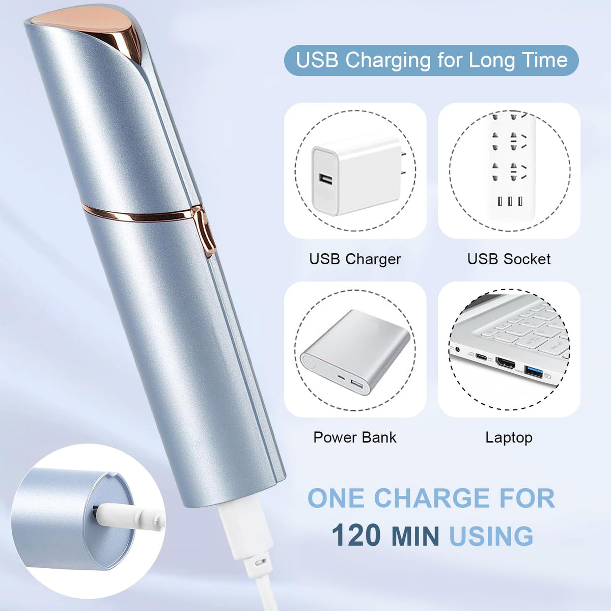 Electric Facial Hair Remover USB Rechargeable D80899