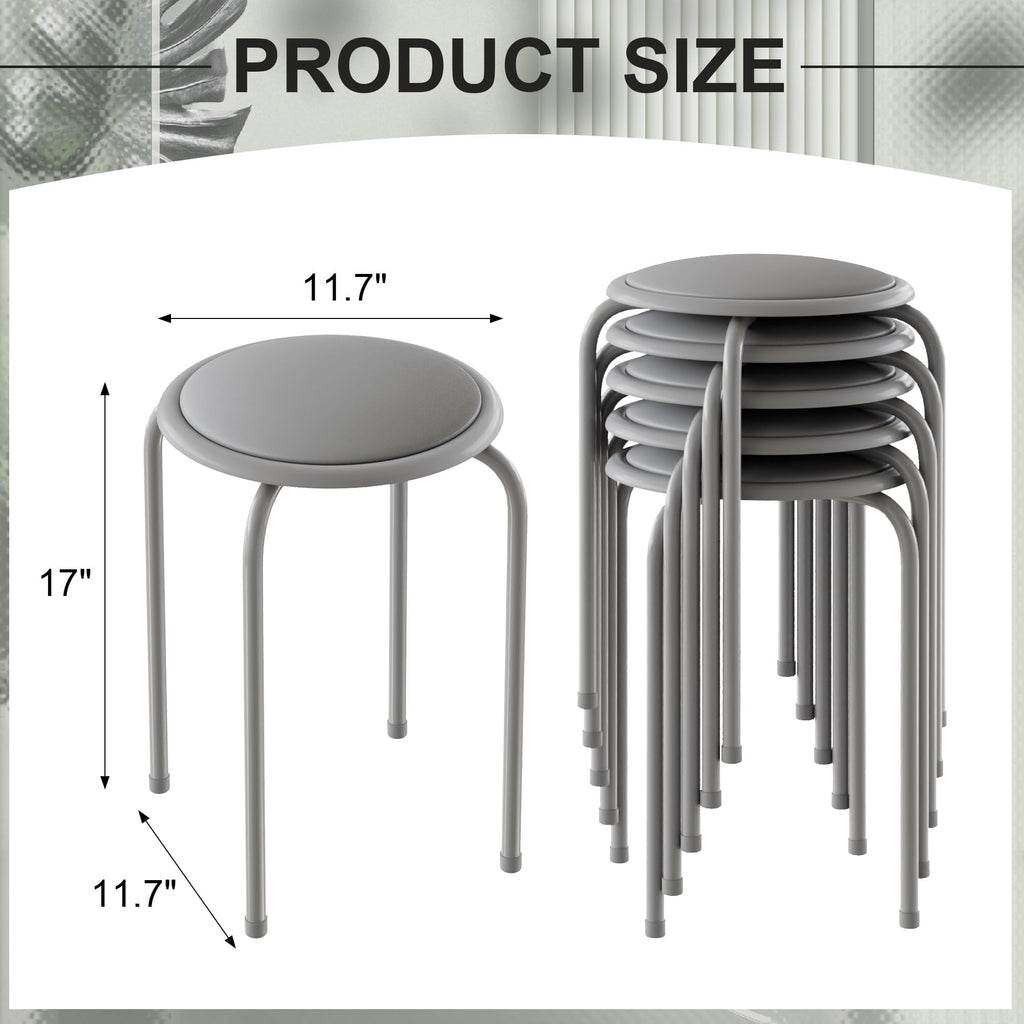 Grey 17 Inch Padded Steel Stacking Stools L230