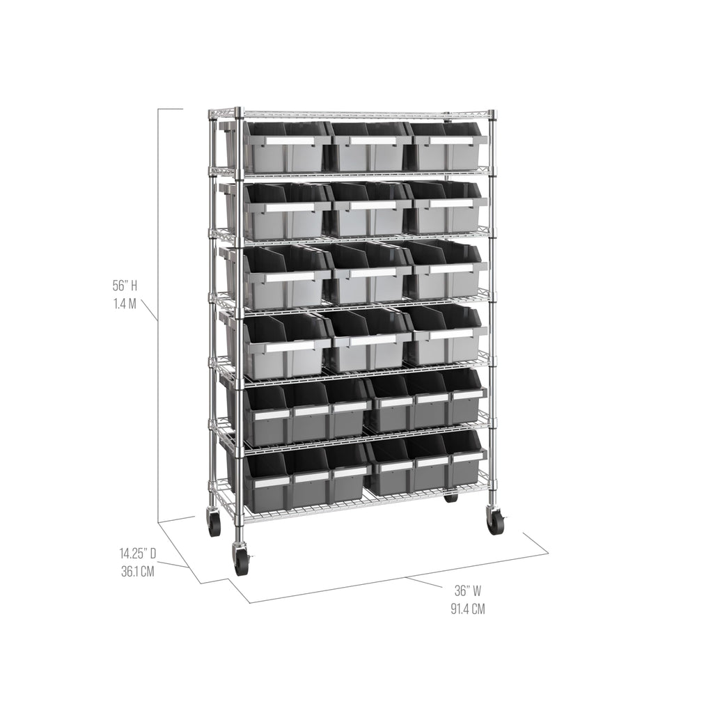 7-Tier 16-Bin Steel Wire Shelving Rack U66373