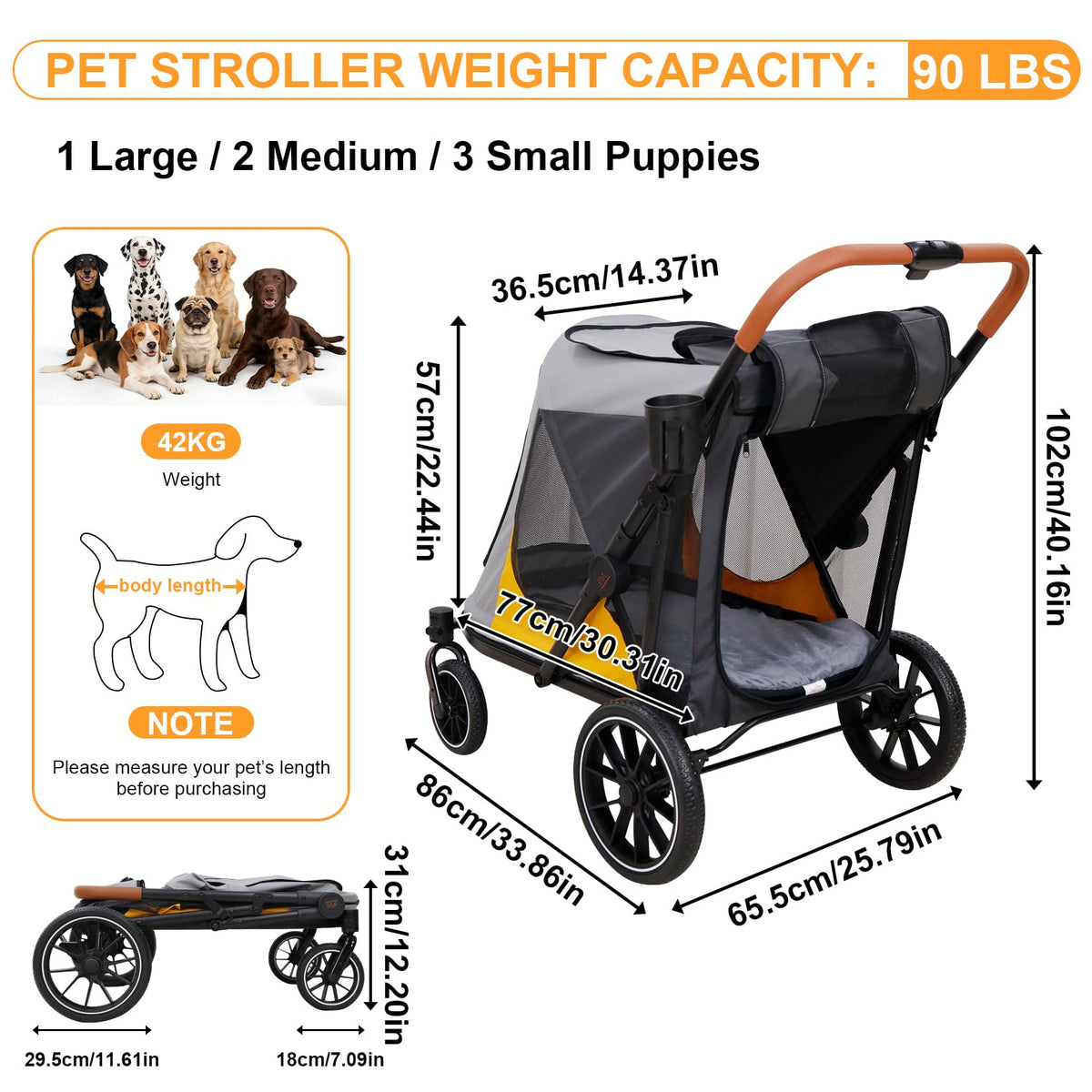 Large Dog Stroller with Dual Entry Y752607