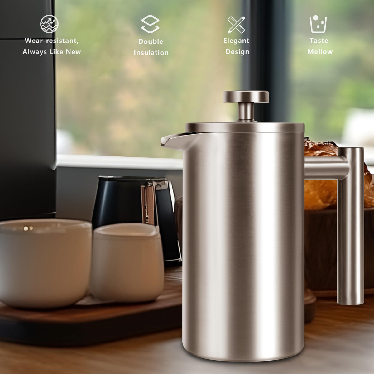 12 OZ Stainless Steel French Press Coffee Maker U1462