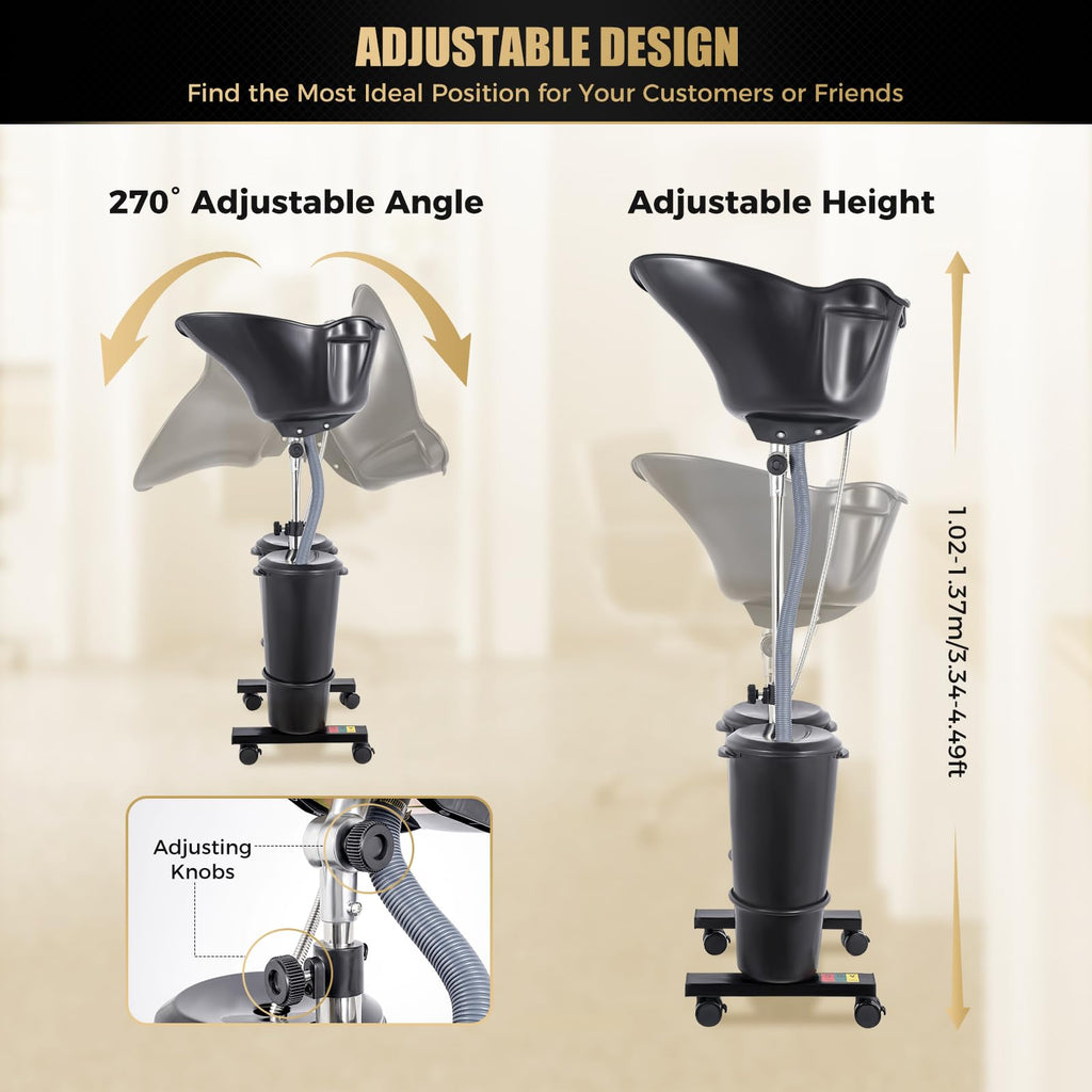 Portable Shampoo Basin with 2 Buckets, Height Adjustable J991