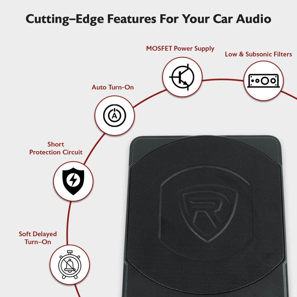 10" Slim Under-Seat Powered Car Subwoofer W9034