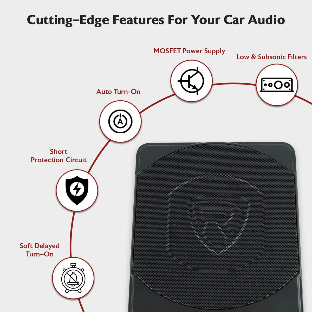 10" Slim Under-Seat Powered Car Subwoofer W9034
