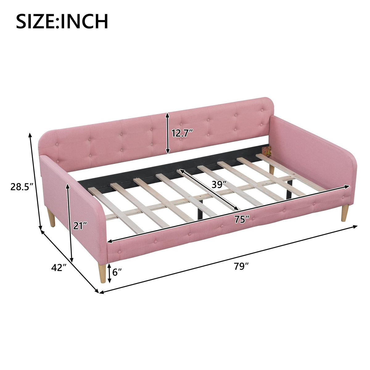 Twin Linen Upholstered Daybed Sofa Bed with Button Tufted Design M944