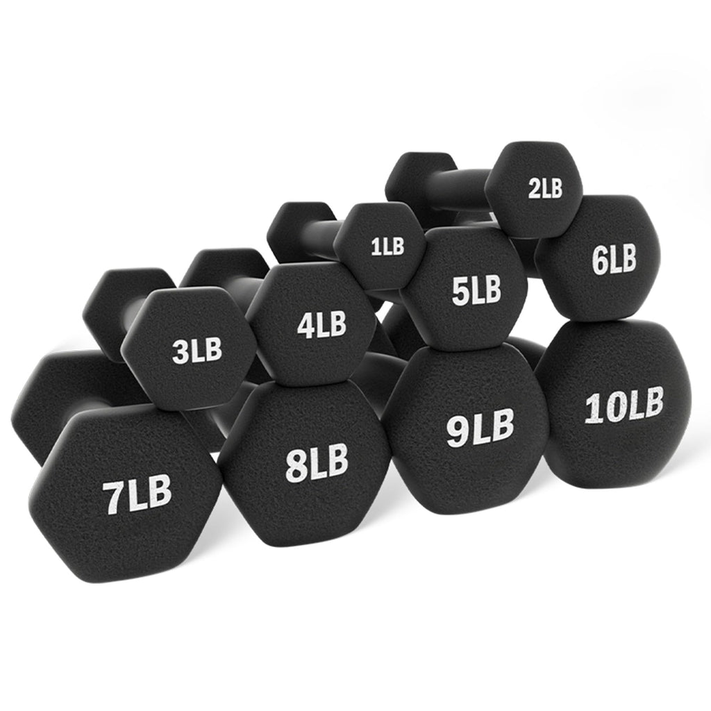 Neoprene Coated Iron Dumbbell Set with Stand O29447