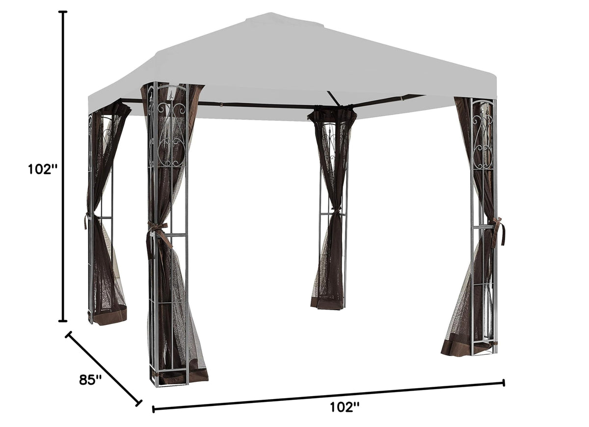 8' x 8' Brown Gazebo Replacement Mosquito Netting Z7836