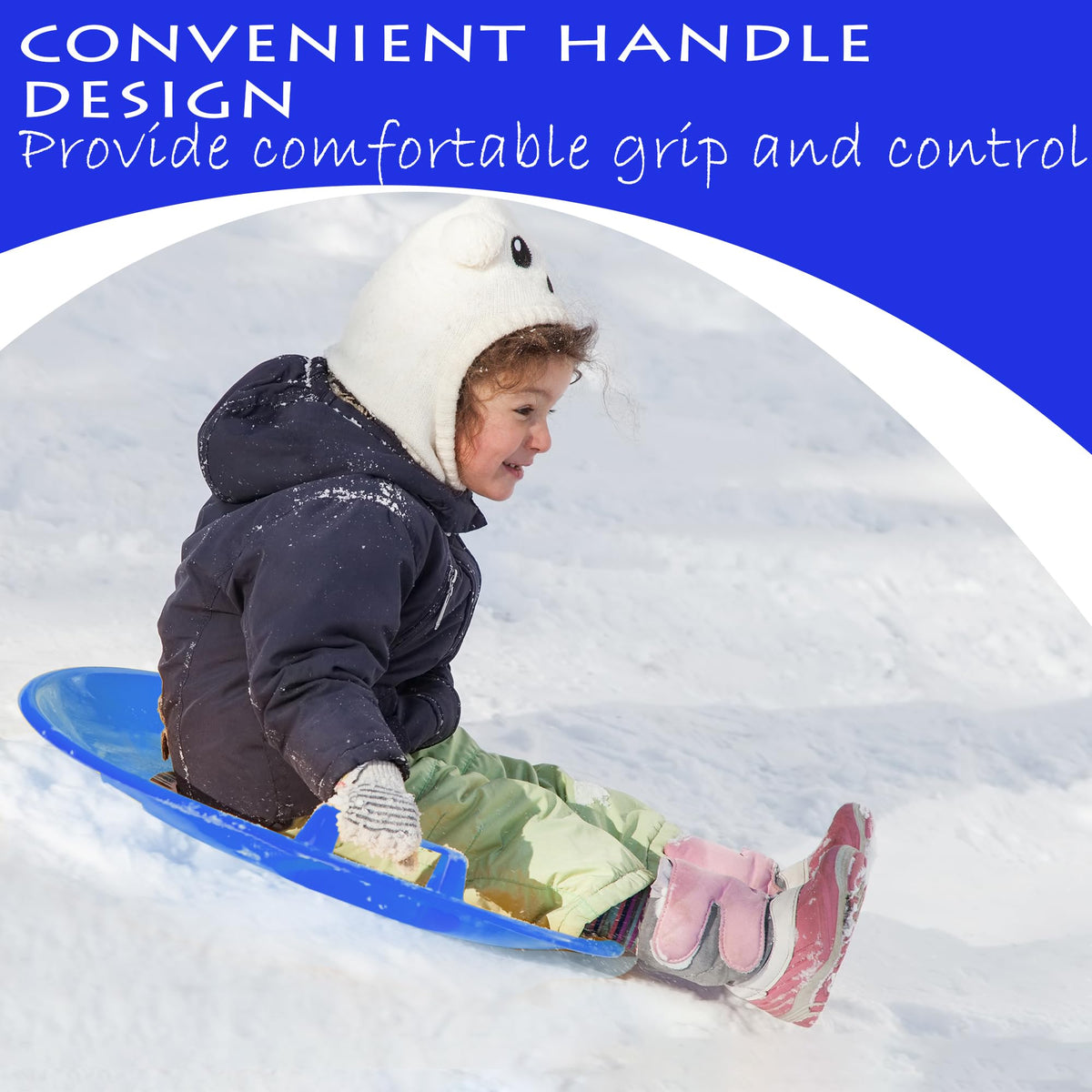 Heavy-Duty Plastic Snow Sled with Handles W495