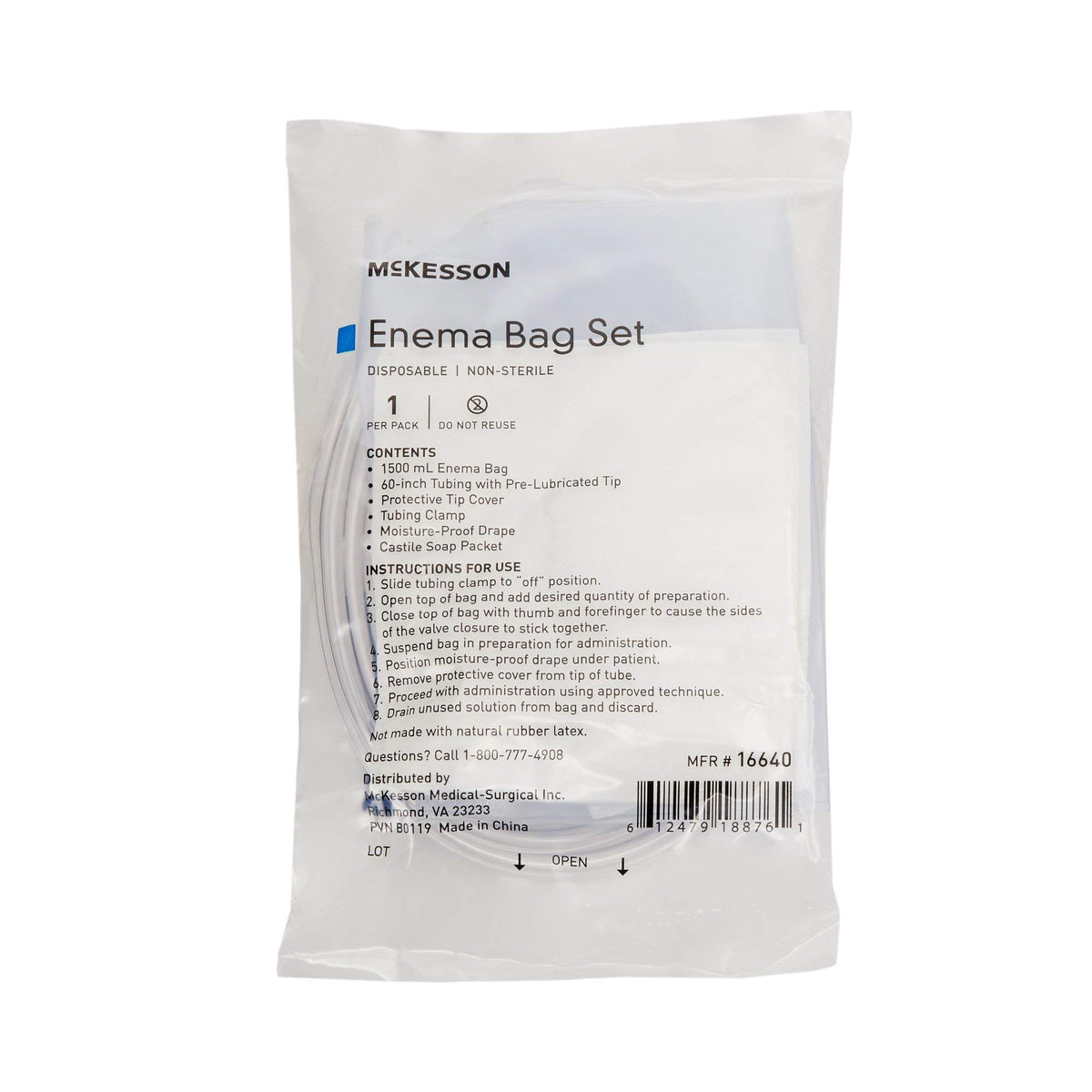 Non-Sterile Single Use Disposable Enema Bag Set 50 Count A1481