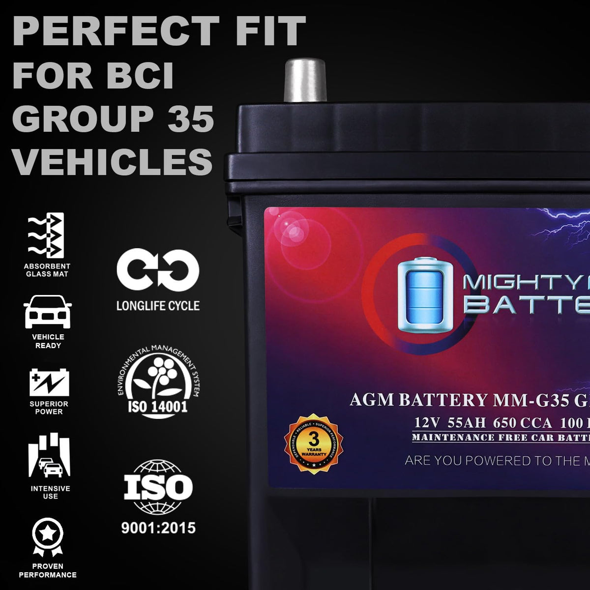 12V 55Ah AGM Replacement Battery A784