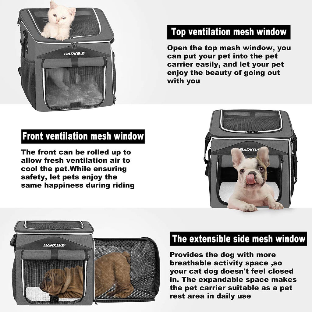 Foldable Soft-Sided Dog Bike Basket Carrier with 2 Open Doors A9630