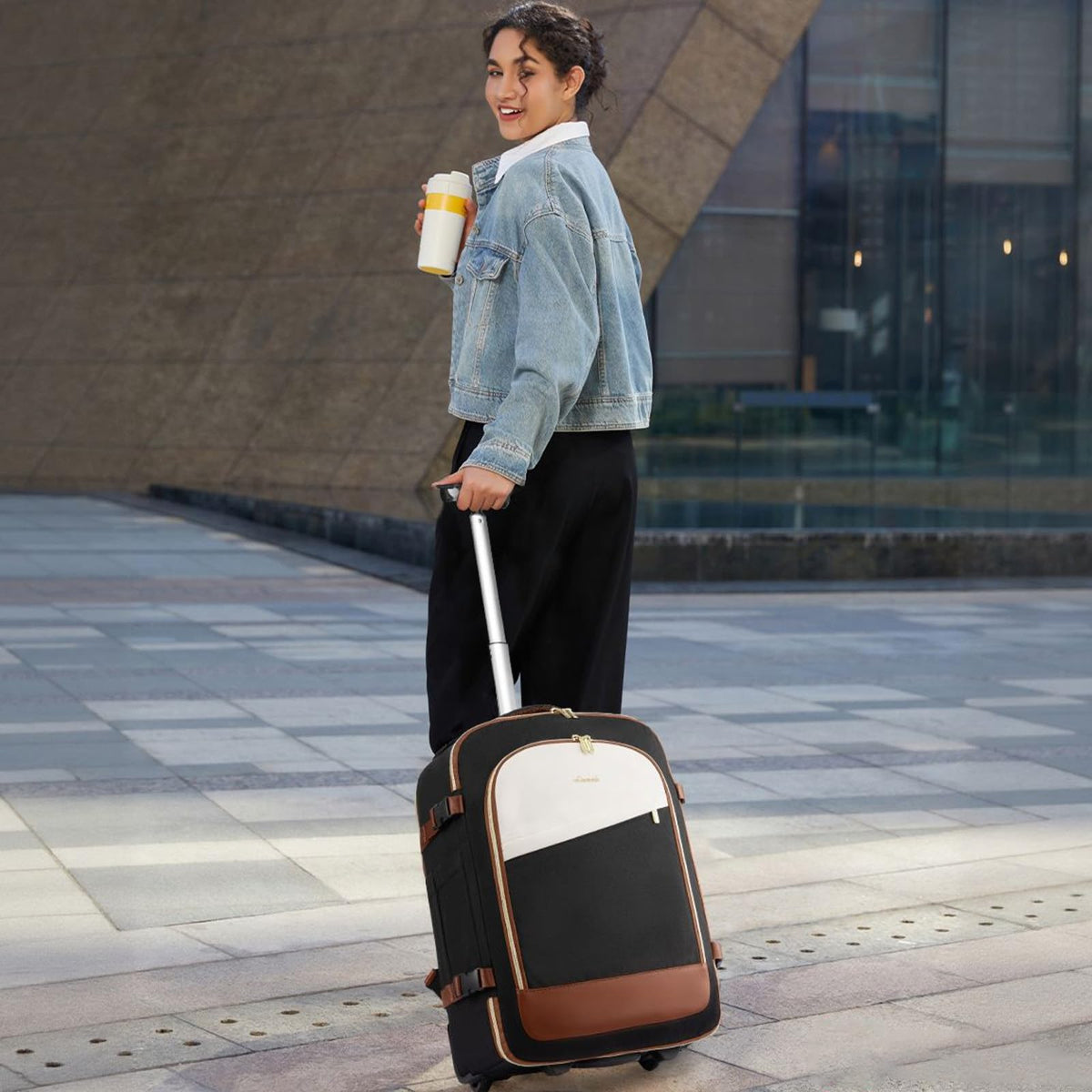Rolling Backpack with Wheels, 17 Inch 57L Water Resistant P549
