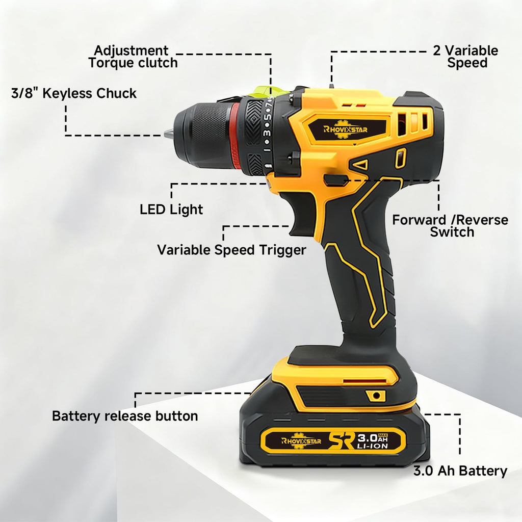 Cordless 20V Power Drill 3/8-Inch Keyless Chuck B375129