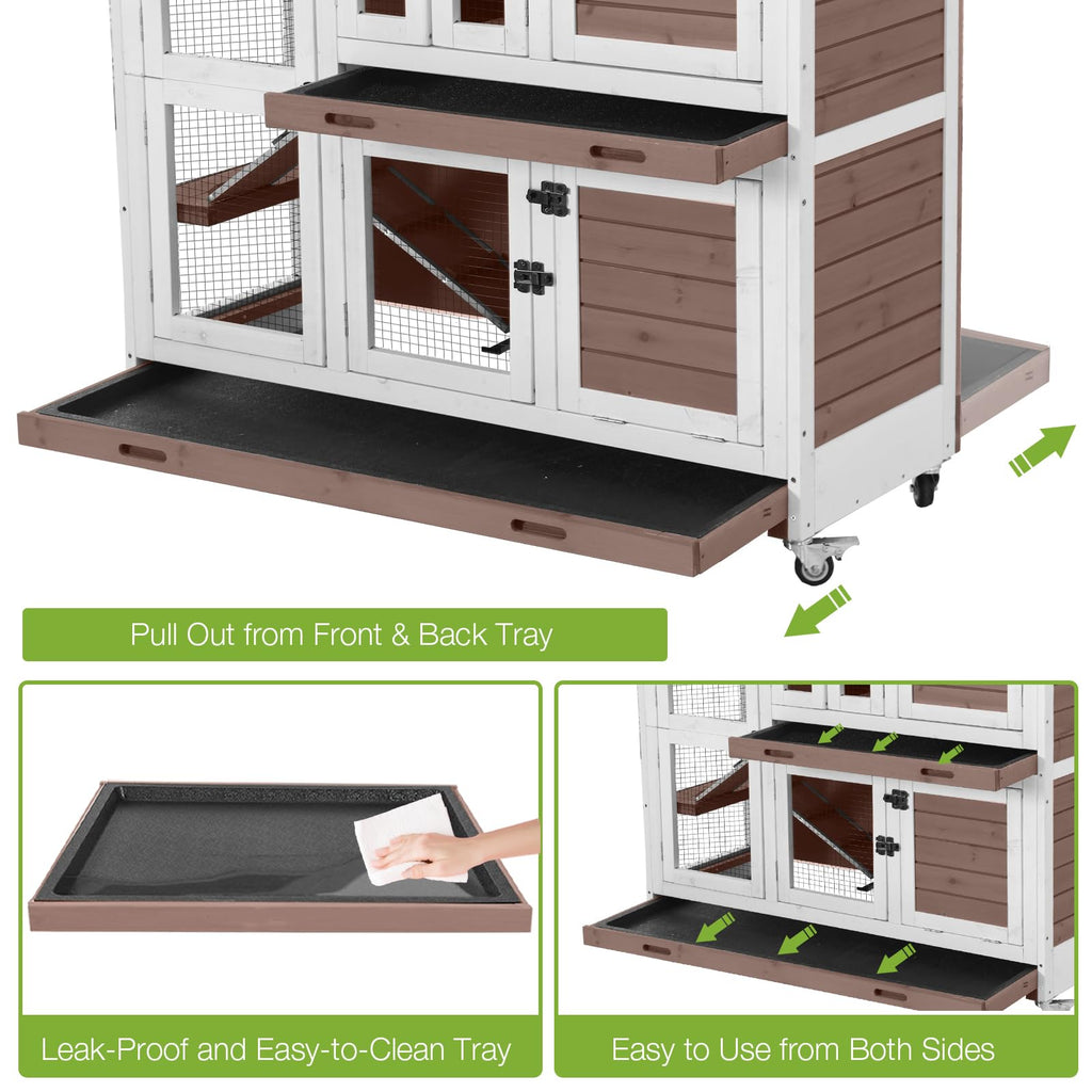Two-Story Rabbit Hutch with Wheels F33558