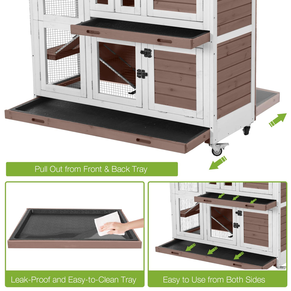 Two-Story Rabbit Hutch with Wheels F33558