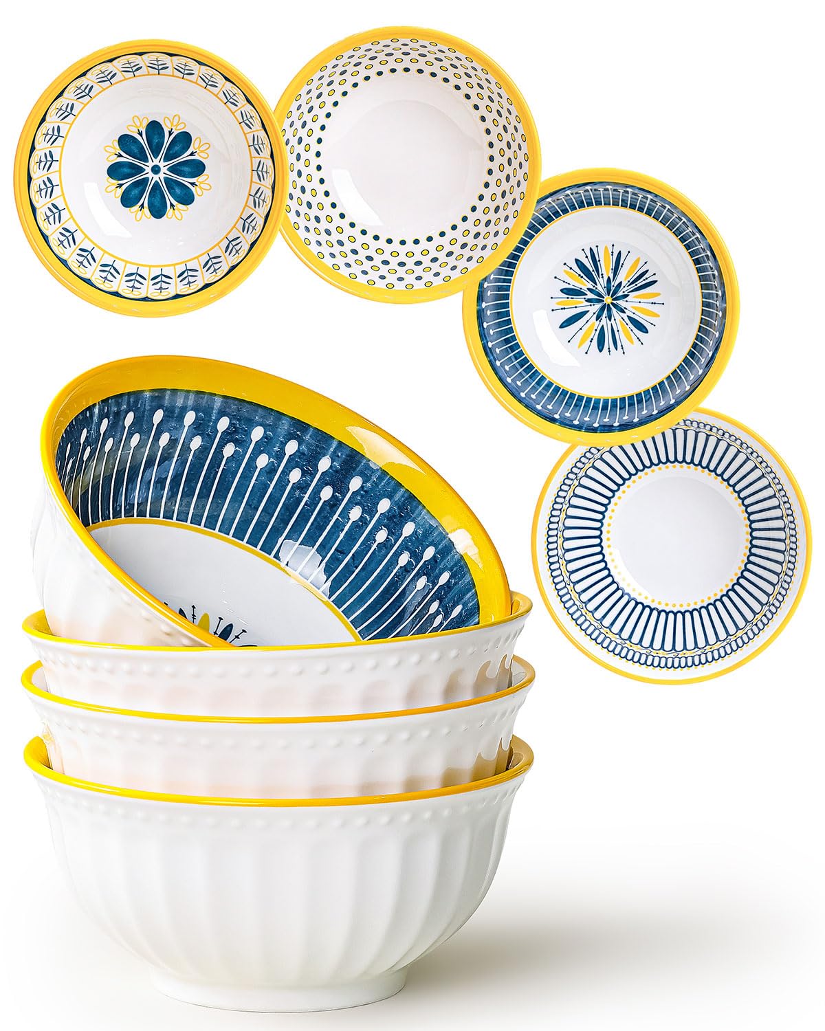 Bohemian Ceramic Bowls Set of 4 F9996