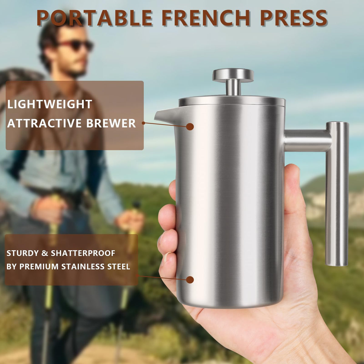 12 OZ Stainless Steel French Press Coffee Maker U1462