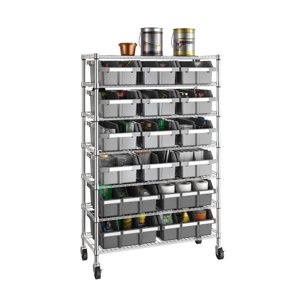 7-Tier 16-Bin Steel Wire Shelving Rack U66373