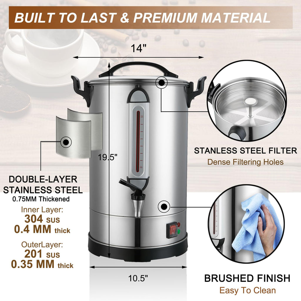 16L 304 Stainless Steel Commercial Coffee Urn M29875