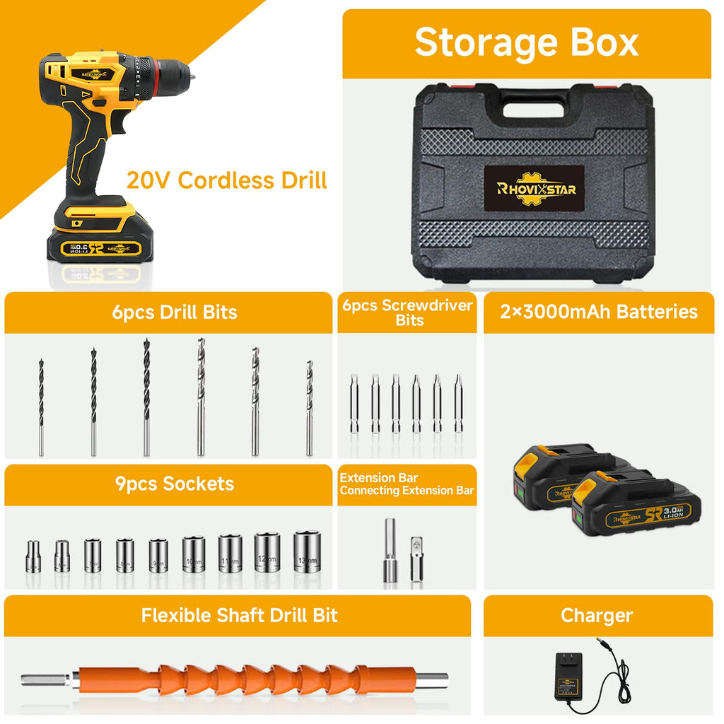 Cordless 20V Power Drill 3/8-Inch Keyless Chuck B375129