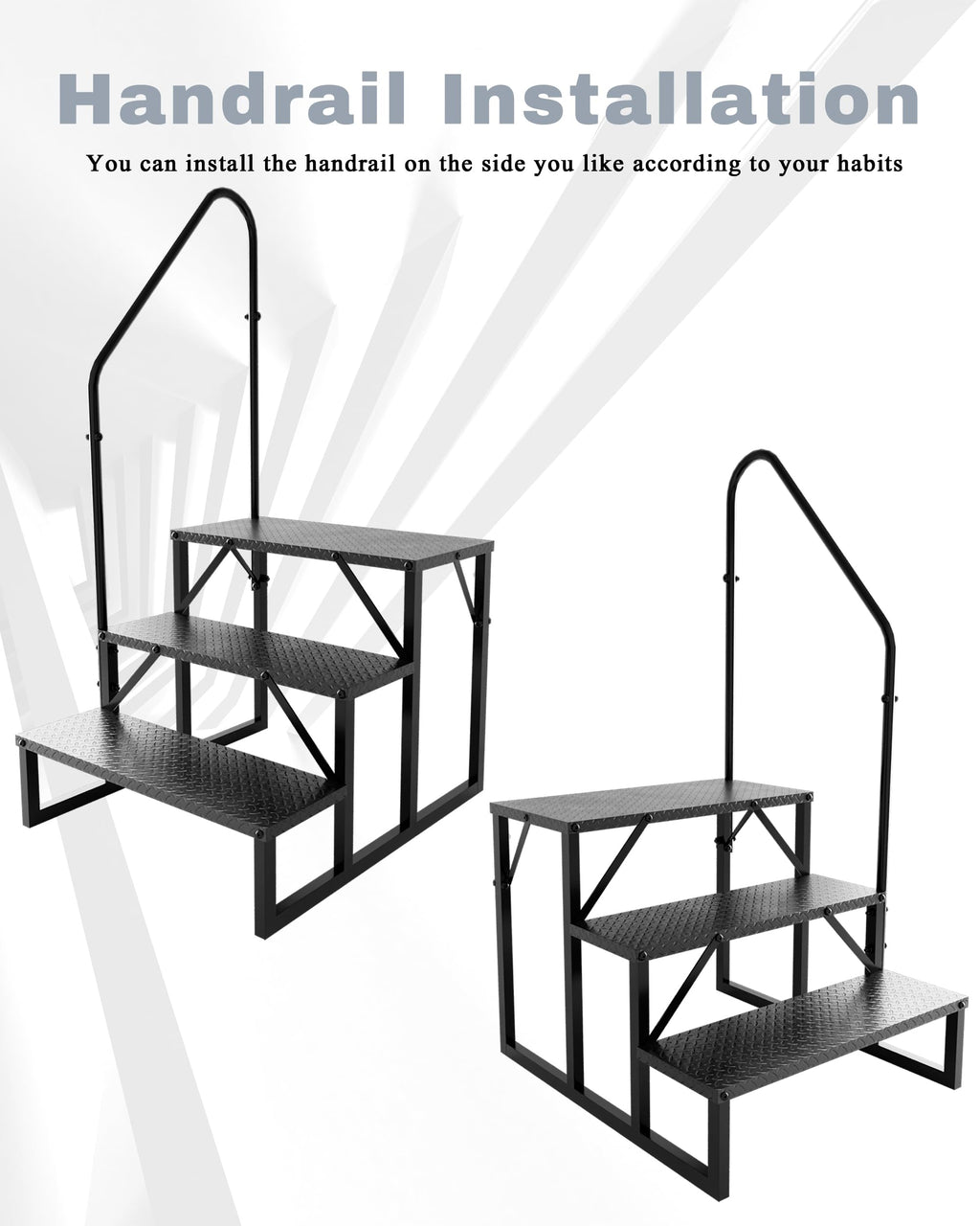 3 Step RV Steps with 2 Handrails Q1350
