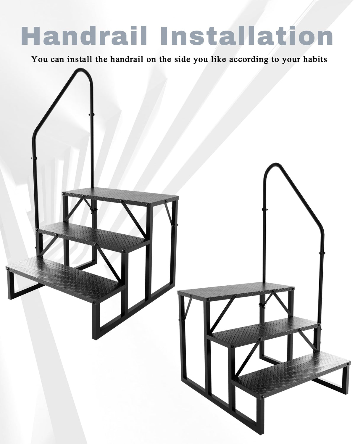 3 Step RV Steps with 2 Handrails Q1350