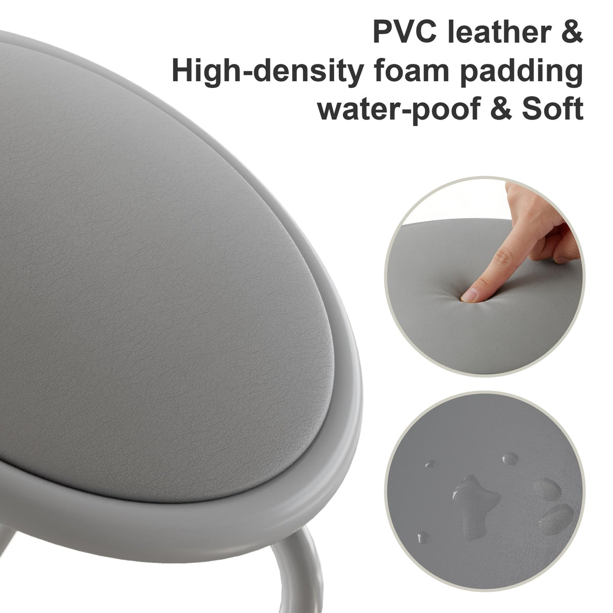 Grey 17 Inch Padded Steel Stacking Stools L230