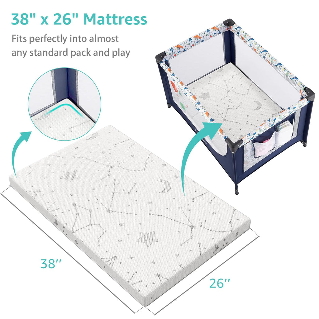 38x26 Waterproof Pack and Play Mattress Pad 2 Pack Z242