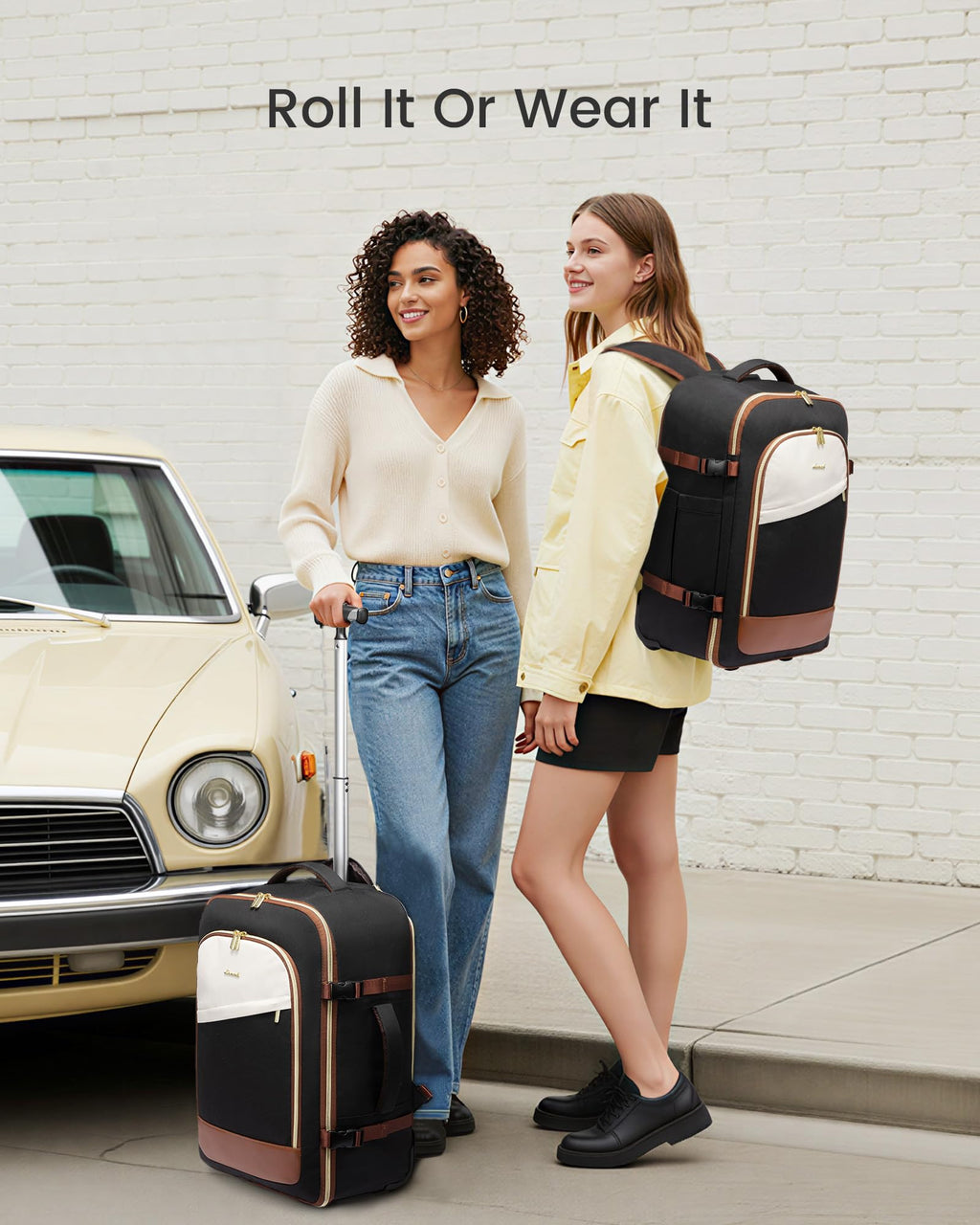 Rolling Backpack with Wheels, 17 Inch 57L Water Resistant P549