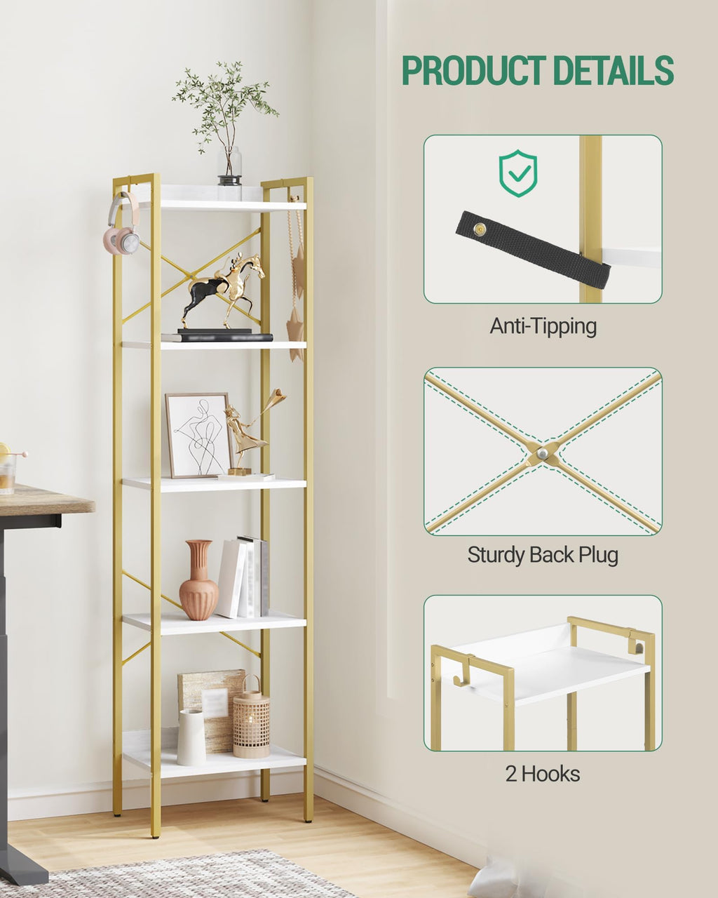 Bookshelf with 2 Hooks N349309