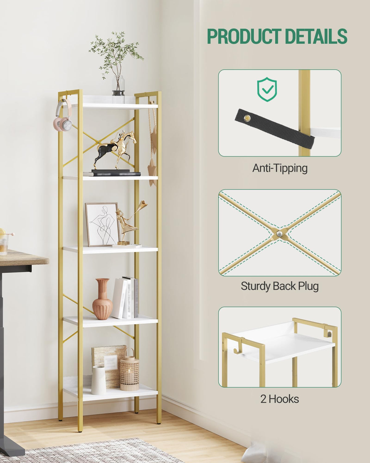Bookshelf with 2 Hooks N349309