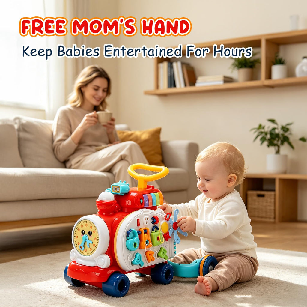 Baby Push Walker Toddler Walking Toy with Busy Board C446787