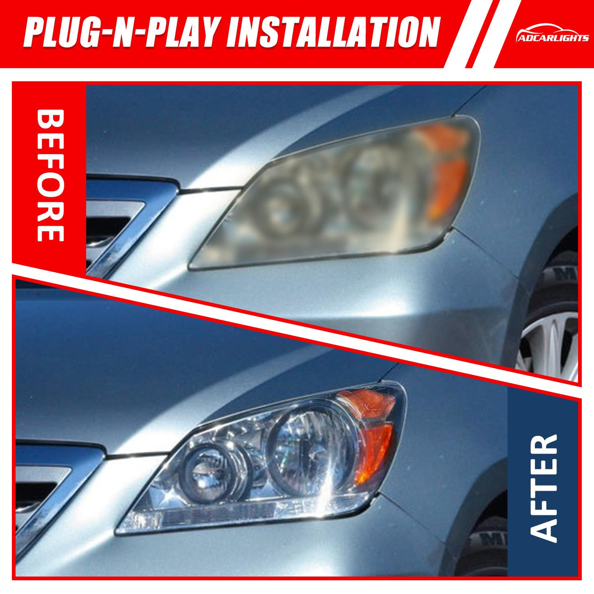 Black Housing Amber Reflector Headlight Assembly Pair H89649