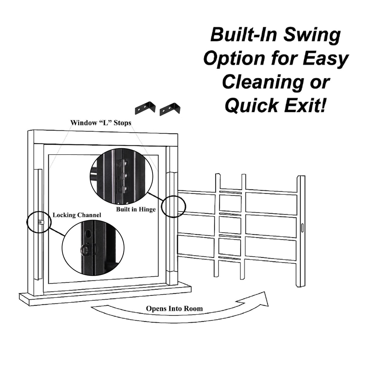 Black Adjustable Tubular Steel Window Security Bars Y19147