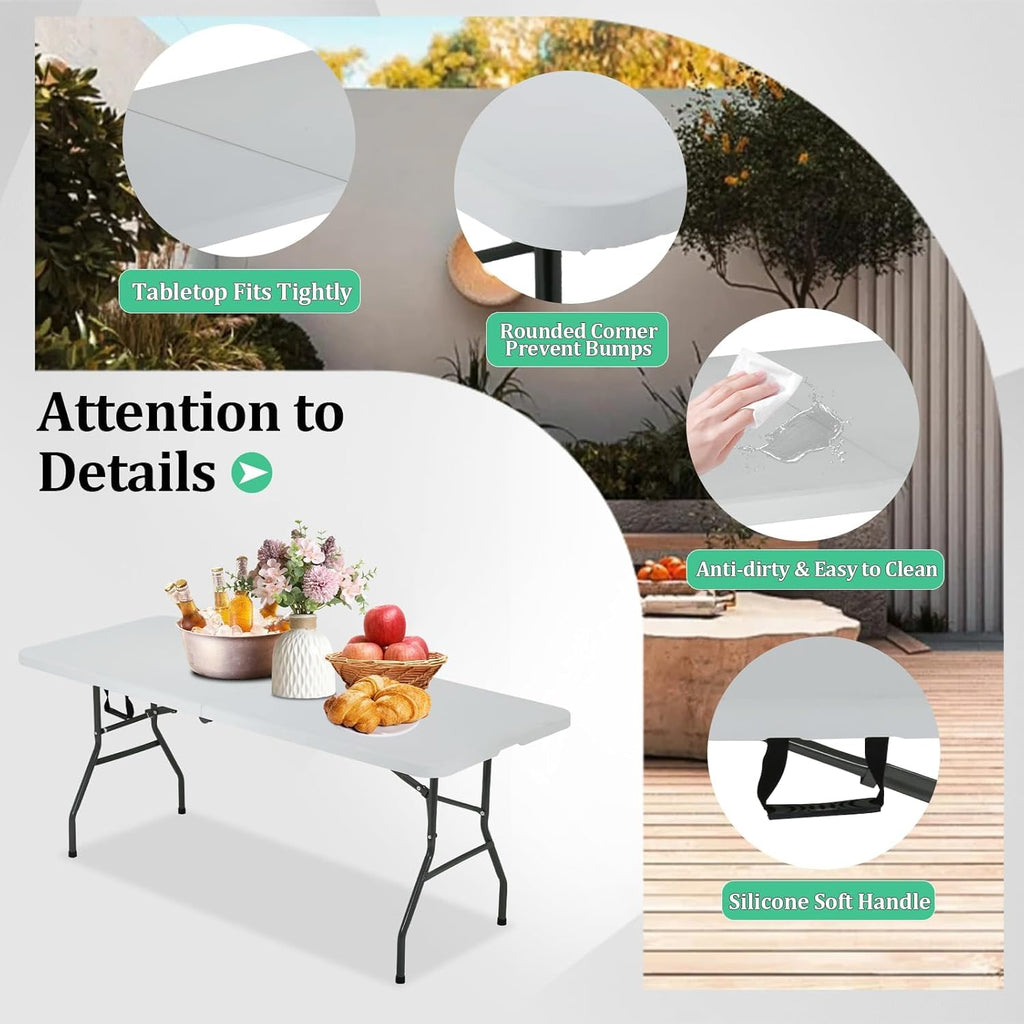 6 Ft White Folding Plastic Table Z905