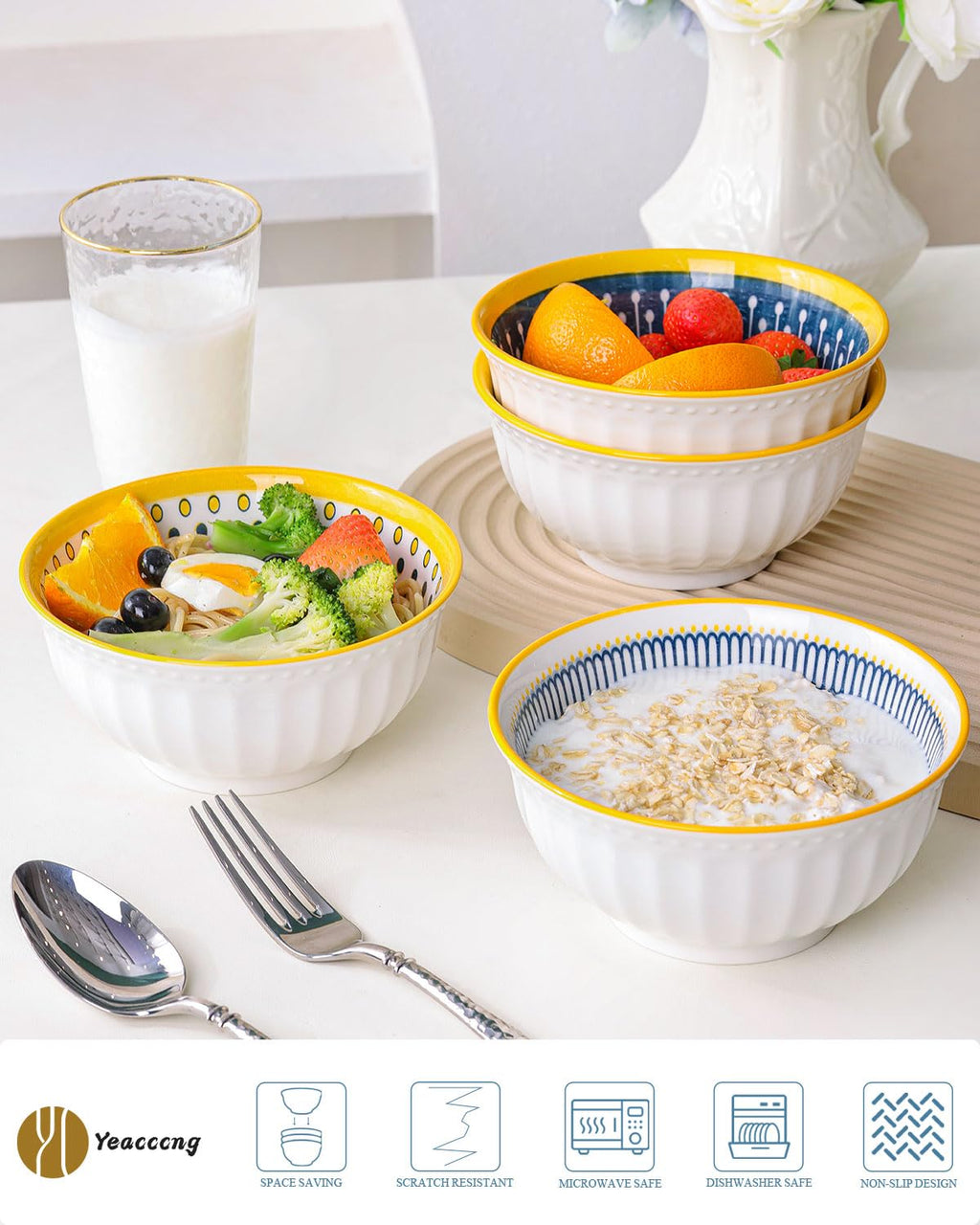 Bohemian Ceramic Bowls Set of 4 F9996