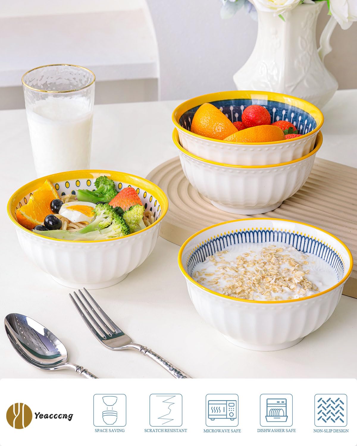 Bohemian Ceramic Bowls Set of 4 F9996