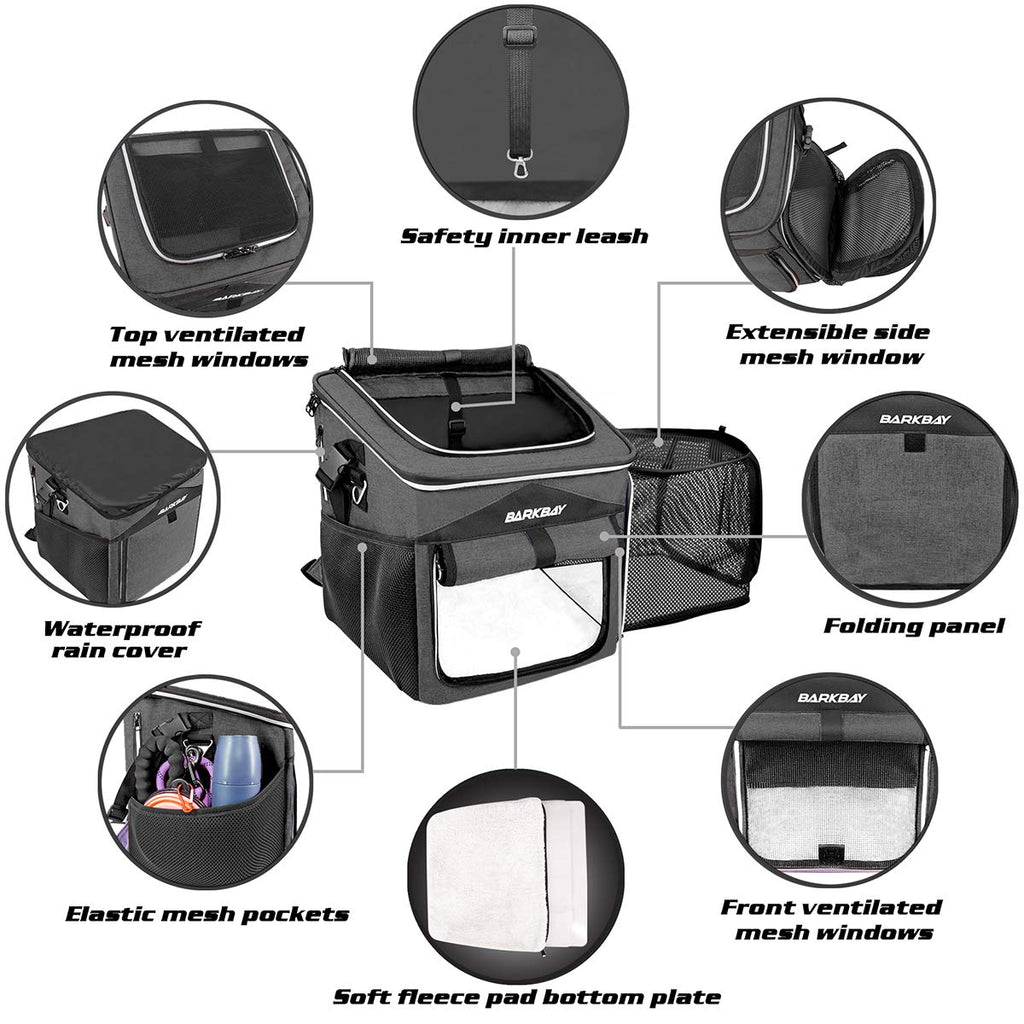 Foldable Soft-Sided Dog Bike Basket Carrier with 2 Open Doors A9630