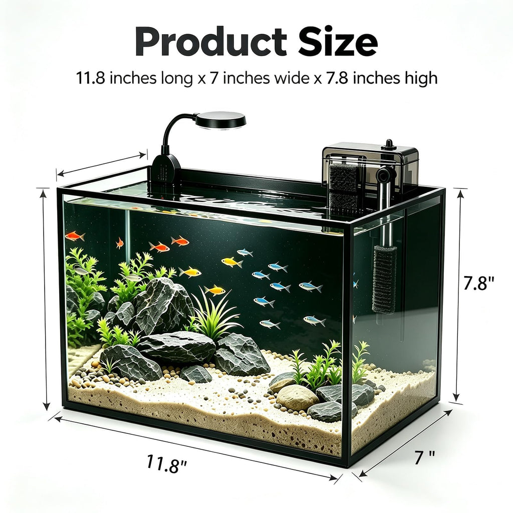 2.8 Gallon Aquarium Starter Kit with LED and Filter Pump V677