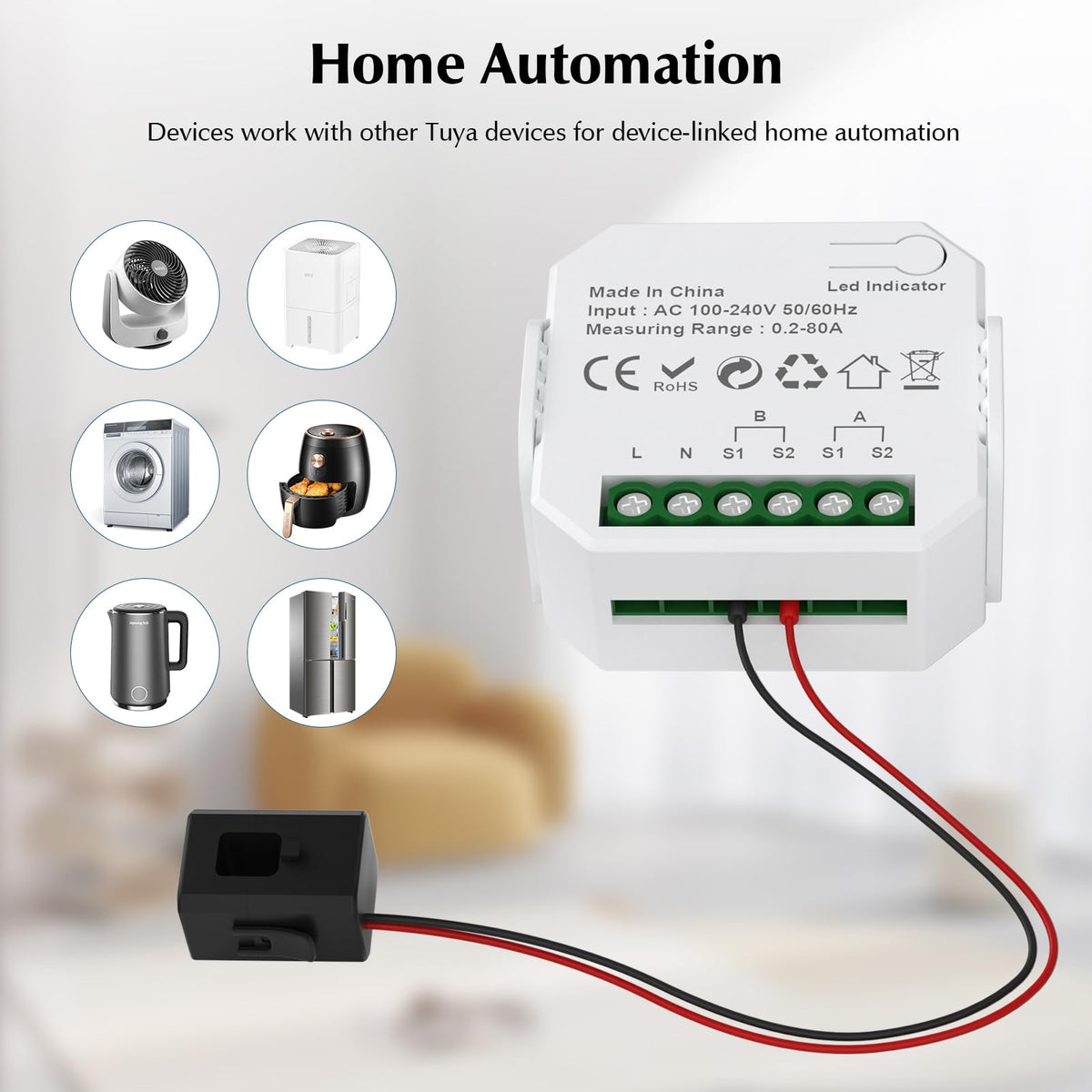 1-Channel WiFi Power Meter 80A Smart Energy Monitor R53530