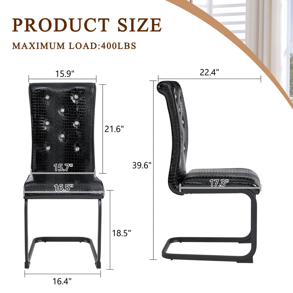 Black PU Leather Dining Chairs Set of 4 W376