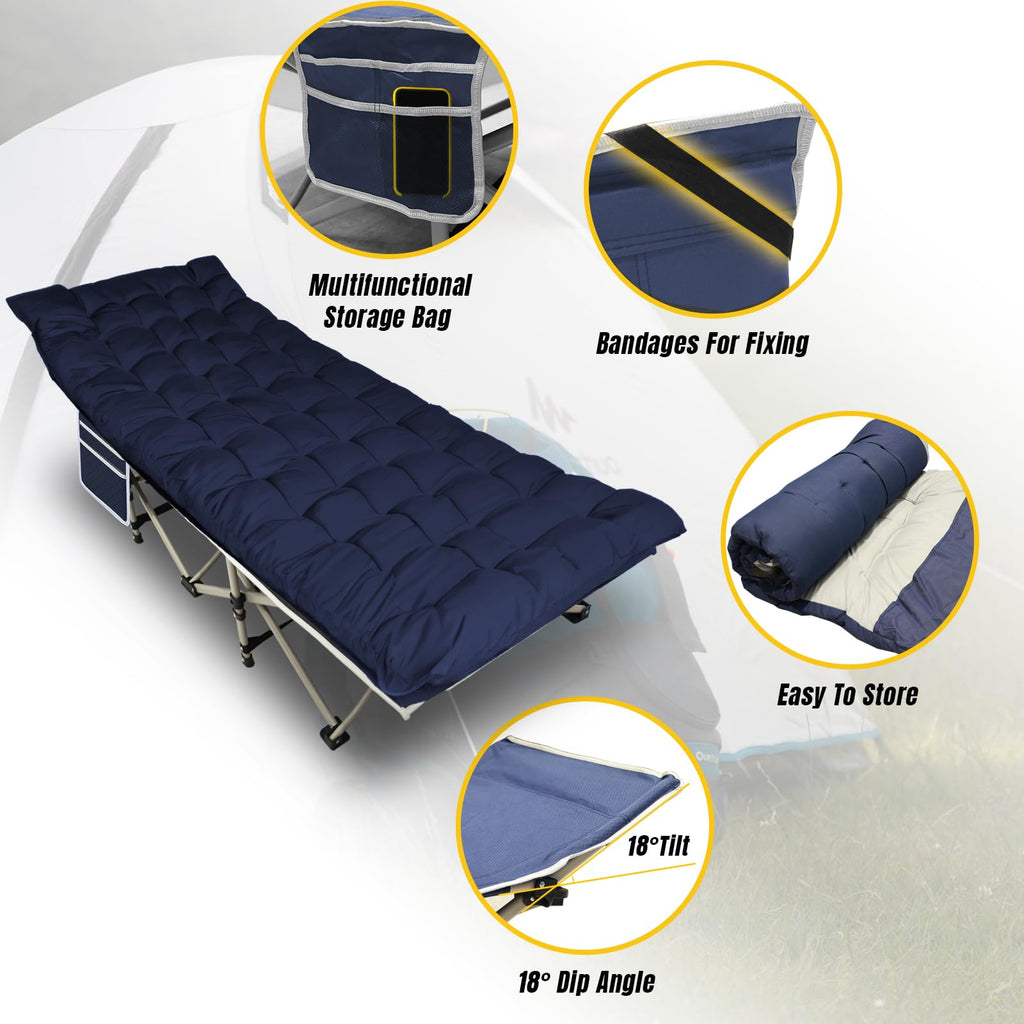 Folding Camping Cot with Removable Mattress and Carry Bag V3333