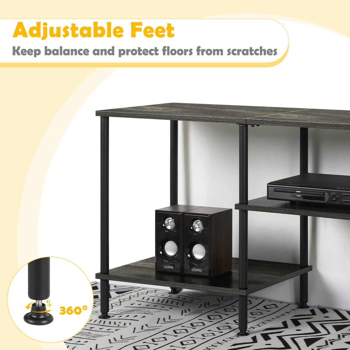 50 Inch Dark Grey TV Stand with Storage C190