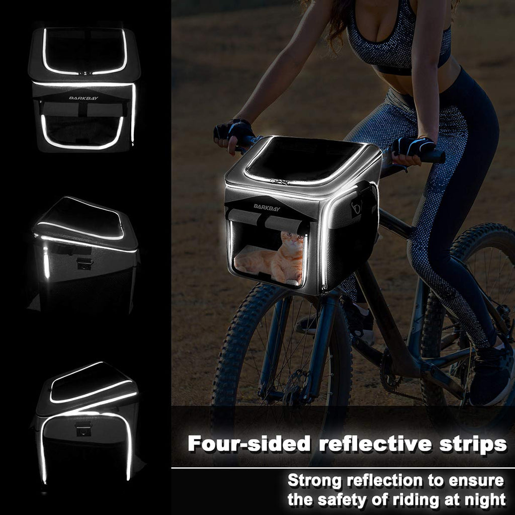 Foldable Soft-Sided Dog Bike Basket Carrier with 2 Open Doors A9630